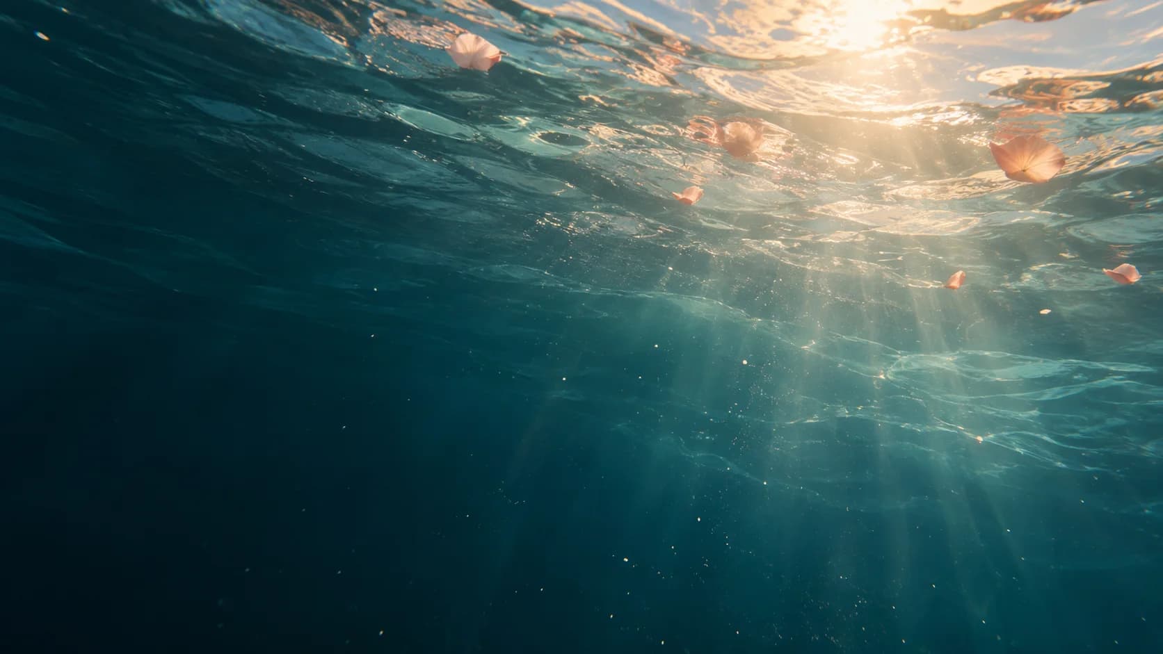 Luz cálida atravesando la superficie del agua